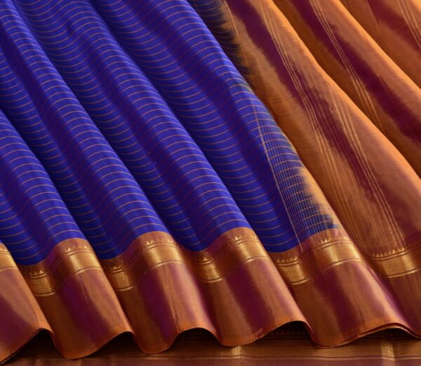 Elegant Kanjivaram Sarala Pinstripes Weavemaya Bangalore India Maya Blue 6262310 4