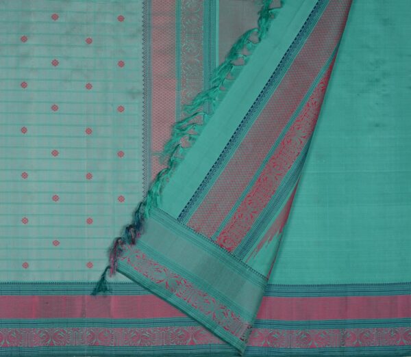 Elegant Kanjivaram Mrudula Threadwork Kattam Butta Weavemaya Bangalore India Maya Light Blue 462313 2
