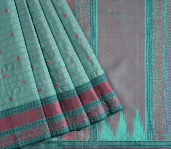 Elegant Kanjivaram Mrudula Threadwork Kattam Butta Weavemaya Bangalore India Maya Light Blue 462313 3