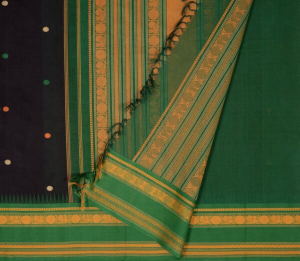 Elegant Kanchi Cotton Parutti Butta Korvai Temple Border Weavemaya Bangalore India Maya Black 1452306 2