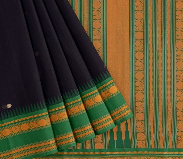 Elegant Kanchi Cotton Parutti Butta Korvai Temple Border Weavemaya Bangalore India Maya Black 1452306 3