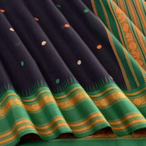 Elegant Kanchi Cotton Parutti Butta Korvai Temple Border Weavemaya Bangalore India Maya Black 1452306 4