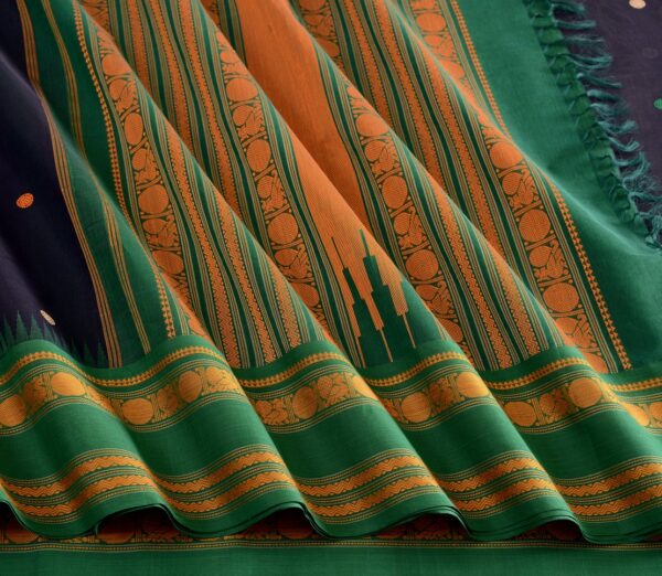 Elegant Kanchi Cotton Parutti Butta Korvai Temple Border Weavemaya Bangalore India Maya Black 1452306 5