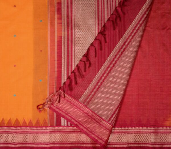 Elegant Kanchi Cotton Parutti Butta Korvai Temple Silk Border Weavemaya Bangalore India Maya Mustard 1452301 2