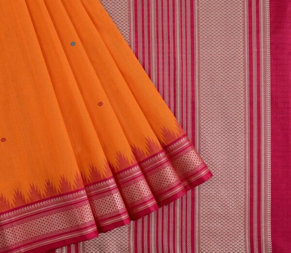 Elegant Kanchi Cotton Parutti Butta Korvai Temple Silk Border Weavemaya Bangalore India Maya Mustard 1452301 3