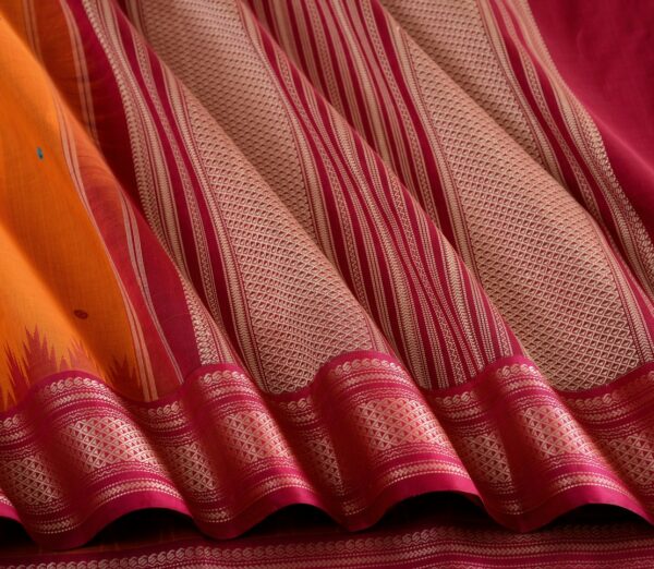 Elegant Kanchi Cotton Parutti Butta Korvai Temple Silk Border Weavemaya Bangalore India Maya Mustard 1452301 5