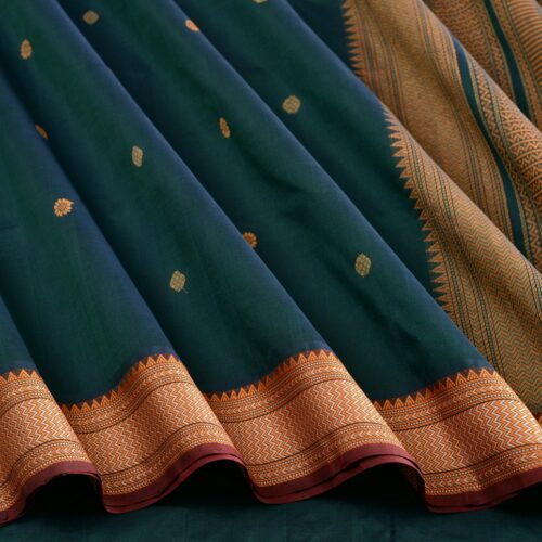 Elegant Kanchi Silkcotton Mishratantu Threadwork Butta Weavemaya Bangalore India Maya Bottle Green 1492324 3
