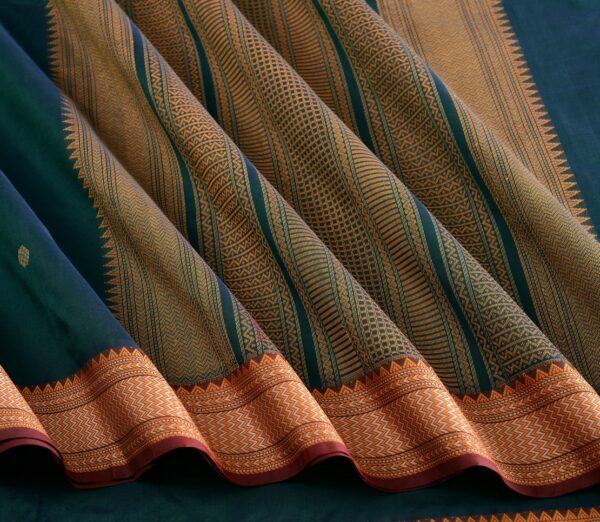 Elegant Kanchi Silkcotton Mishratantu Threadwork Butta Weavemaya Bangalore India Maya Bottle Green 1492324 4