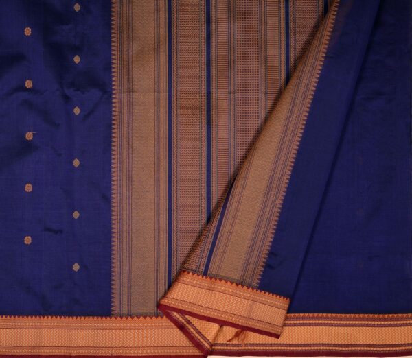Elegant Kanchi Silkcotton Mishratantu Threadwork Butta Weavemaya Bangalore India Maya Navy Blue 1492321 2