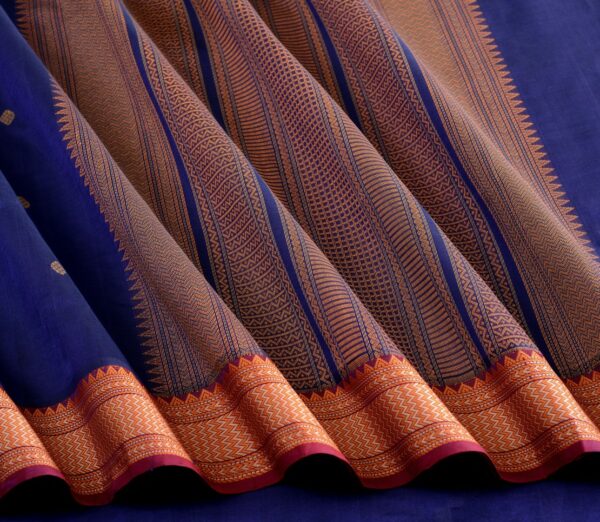 Elegant Kanchi Silkcotton Mishratantu Threadwork Butta Weavemaya Bangalore India Maya Navy Blue 1492321 4