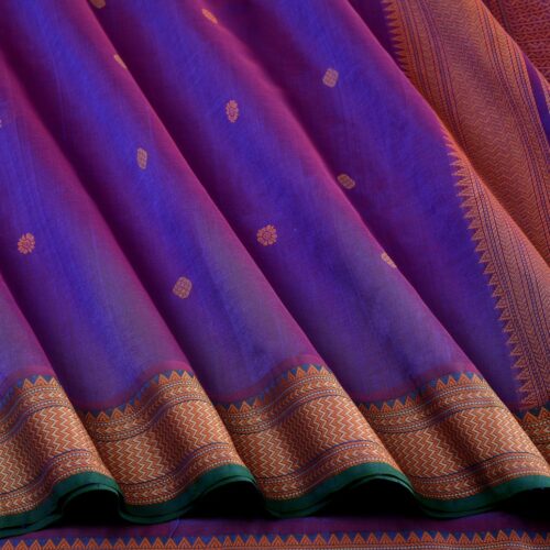 Elegant Kanchi Silkcotton Mishratantu Threadwork Butta Weavemaya Bangalore India Maya Purple 1492323 3