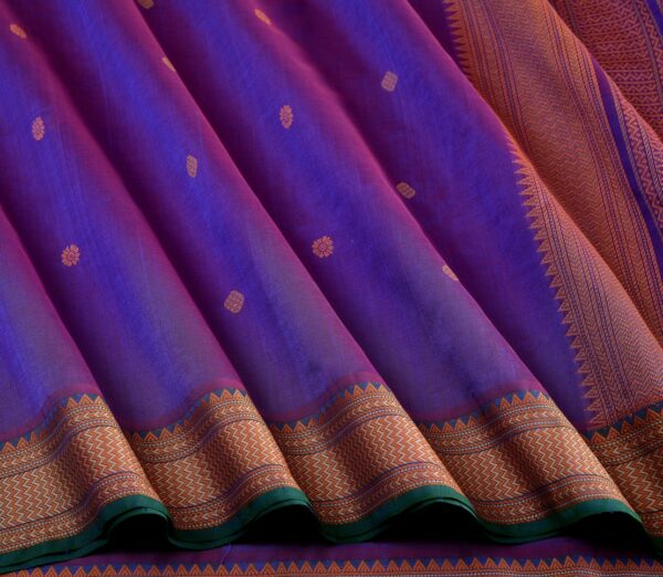 Elegant Kanchi Silkcotton Mishratantu Threadwork Butta Weavemaya Bangalore India Maya Purple 1492323 3