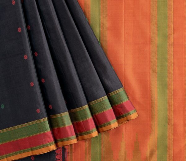 Elegant Kanjivaram Mrudula Threadwork Butta Weavemaya Bangalore India Maya Black 1442331 3