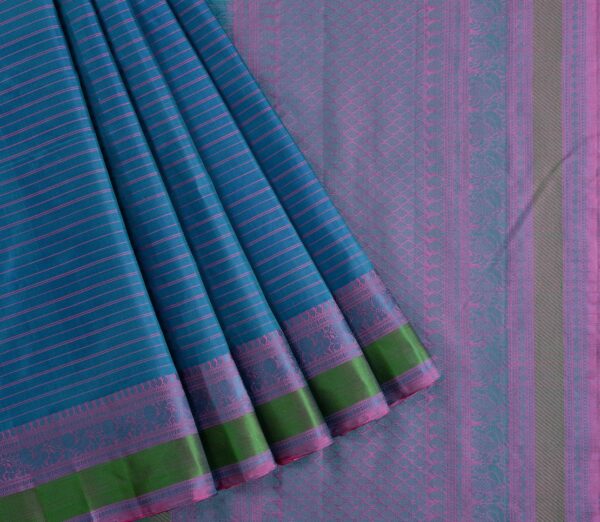 Elegant Kanjivaram Mrudula Threadwork Horizontal Lines Weavemaya Bangalore India Maya Aegean Blue 1442347 3