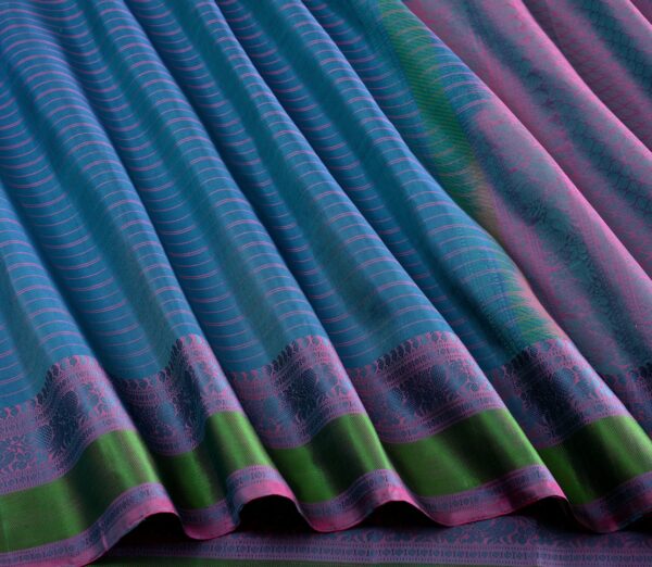 Elegant Kanjivaram Mrudula Threadwork Horizontal Lines Weavemaya Bangalore India Maya Aegean Blue 1442347 4