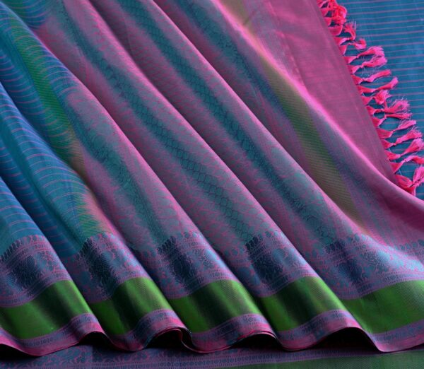 Elegant Kanjivaram Mrudula Threadwork Horizontal Lines Weavemaya Bangalore India Maya Aegean Blue 1442347 5