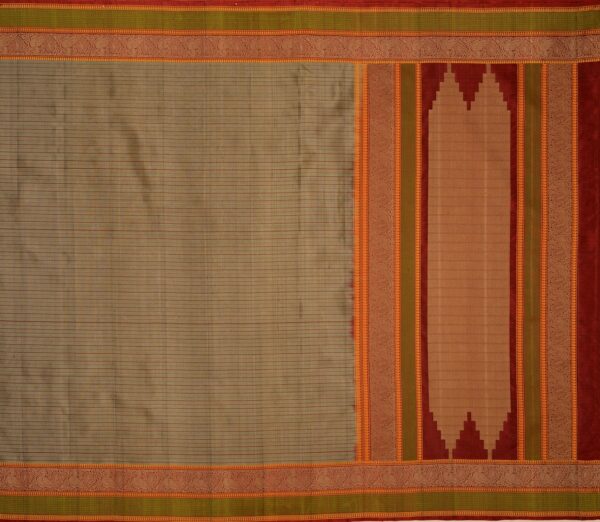 Elegant Kanjivaram Mrudula Threadwork Horizontal Lines Weavemaya Bangalore India Maya Grey 1442351 1
