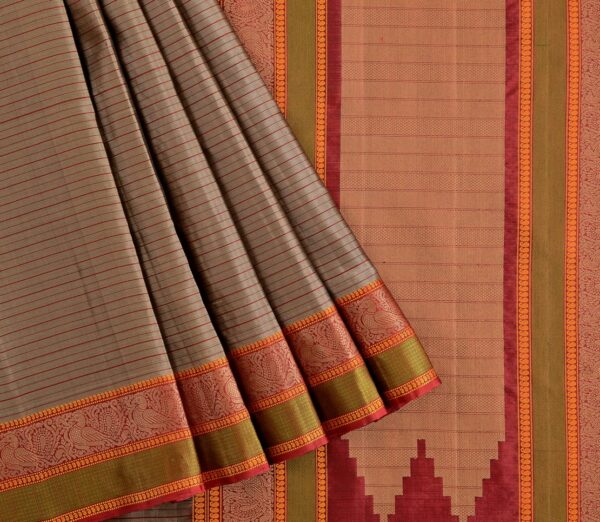 Elegant Kanjivaram Mrudula Threadwork Horizontal Lines Weavemaya Bangalore India Maya Grey 1442351 3
