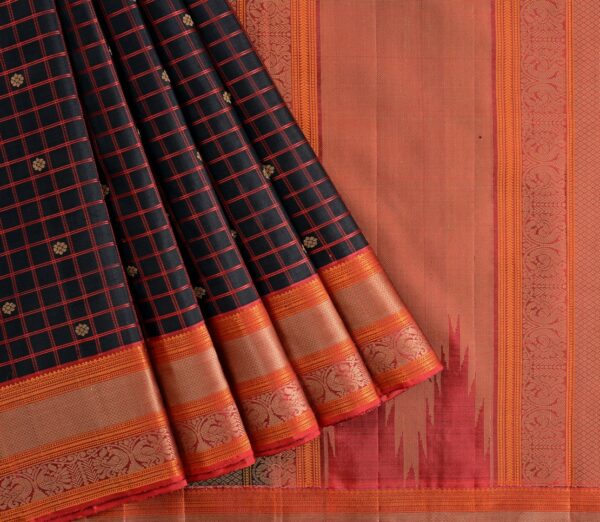 Elegant Kanjivaram Mrudula Threadwork Kattam Butta Weavemaya Bangalore India Maya Black 1442345 3