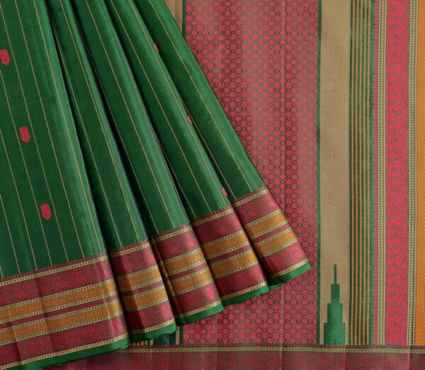 Elegant Kanjivaram Mrudula Threadwork Mutthuseer Butta Weavemaya Bangalore India Maya Bottle Green 1442316 3