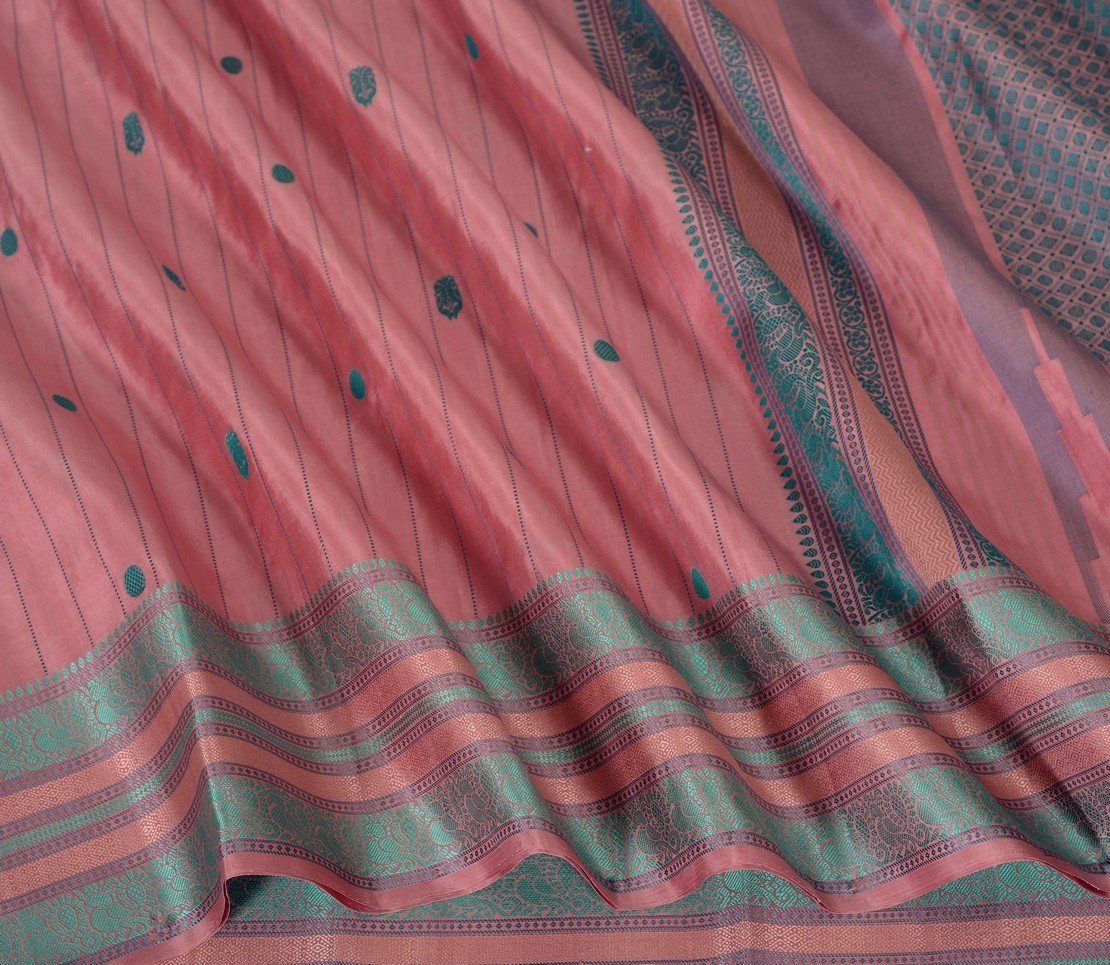 Elegant Kanjivaram Mrudula Threadwork Mutthuseer Butta Weavemaya Bangalore India Maya Light Pink 1442318 4