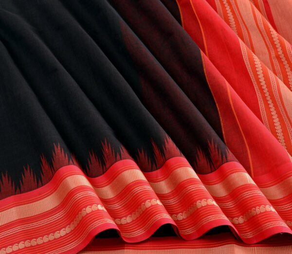 Elegant Kanchi Cotton Parutti Korvai Temple Border Weavemaya Bangalore India Maya Black 1452307 4