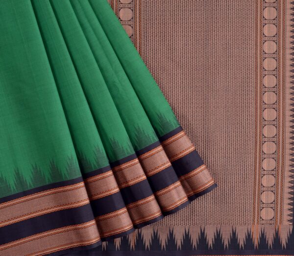 Elegant Kanchi Cotton Parutti Korvai Temple Border Weavemaya Bangalore India Maya Green 1452302 3