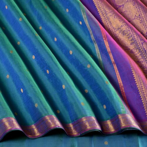 Elegant Kanjivaram Kanya Zari Butta Rich Pallu Weavemaya Bangalore India Maya Peacock Blue 1442303 4