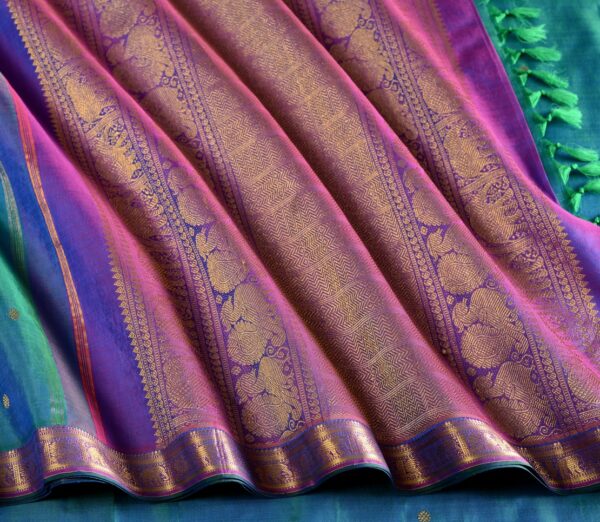 Elegant Kanjivaram Kanya Zari Butta Rich Pallu Weavemaya Bangalore India Maya Peacock Blue 1442303 5