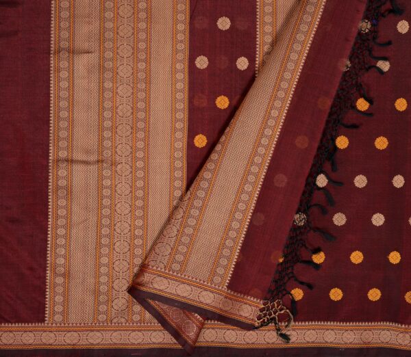 Elegant Kanchi Silkcotton Mishratantu Threadwork Butta Blouse Weavemaya Bangalore India Maya Brown 3022307 2