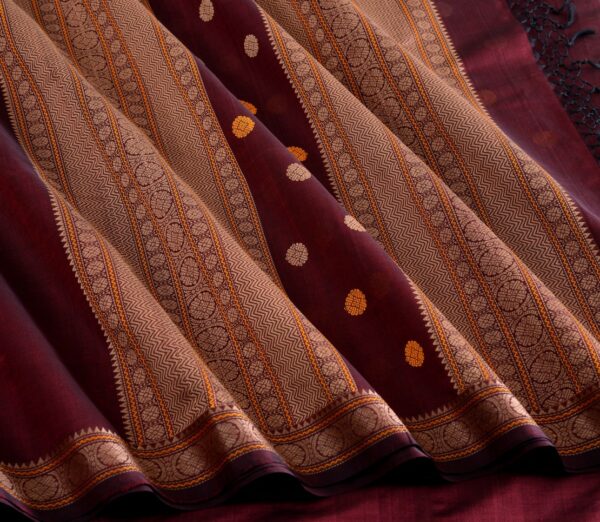 Elegant Kanchi Silkcotton Mishratantu Threadwork Butta Blouse Weavemaya Bangalore India Maya Brown 3022307 4