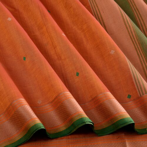 Elegant Kanchi Silkcotton Mishratantu Threadwork Butta Weavemaya Bangalore India Maya Brick Red 3022304 3