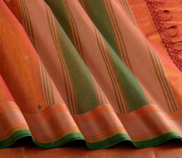 Elegant Kanchi Silkcotton Mishratantu Threadwork Butta Weavemaya Bangalore India Maya Brick Red 3022304 4