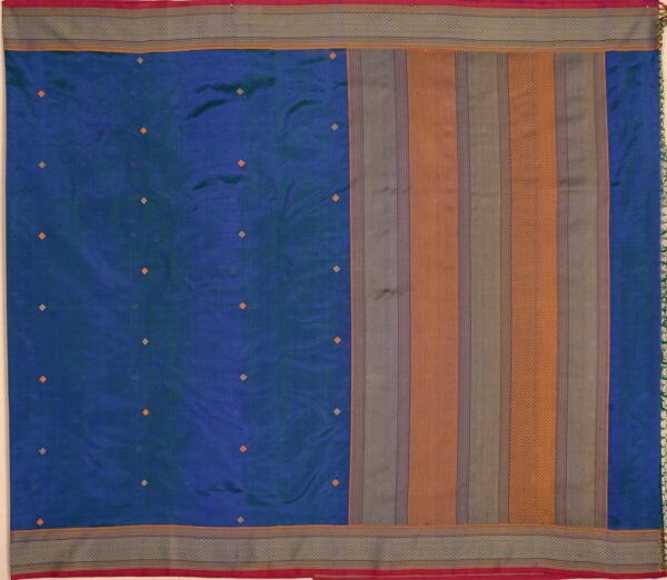 Elegant Kanchi Silkcotton Mishratantu Threadwork Butta Weavemaya Bangalore India Maya Peacock Blue 3022306 1