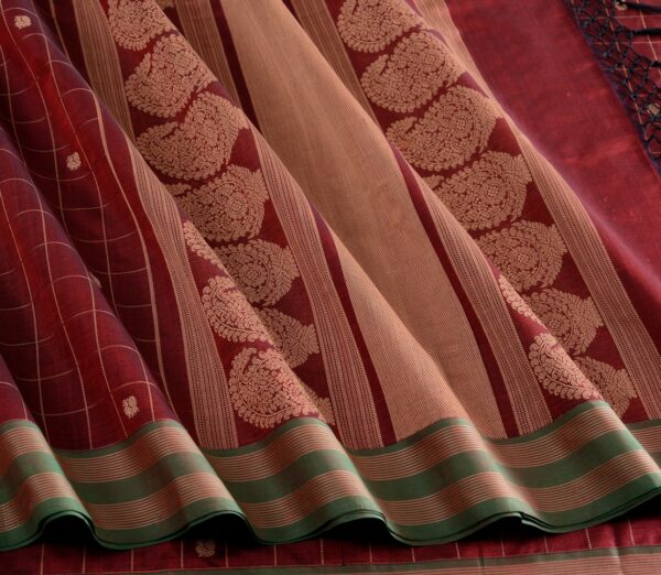 Elegant Kanchi Silkcotton Mishratantu Threadwork Kattam Butta Weavemaya Bangalore India Maya Arakku 3022303 4