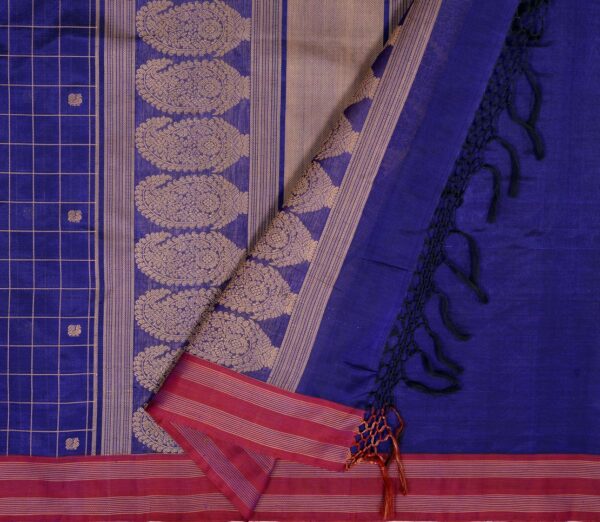 Elegant Kanchi Silkcotton Mishratantu Threadwork Kattam Butta Weavemaya Bangalore India Maya blue 3022302 2