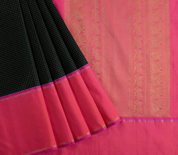Elegant Kanjivaram Kanya Gold Kattam Tall Border Rich Pallu Weavemaya Bangalore India Maya Black 3992301 3