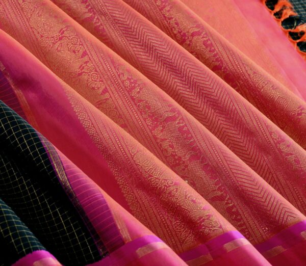Elegant Kanjivaram Kanya Gold Kattam Tall Border Rich Pallu Weavemaya Bangalore India Maya Black 3992301 5