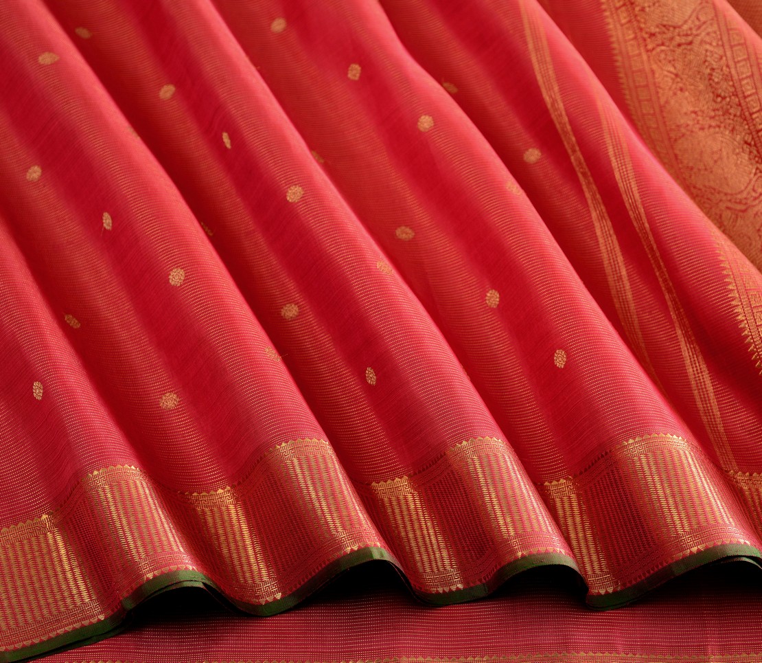 Elegant Kanjivaram Kanya Zari Butta Rich Pallu Vaira Oosi Weavemaya Bangalore India Maya Red 1402301 4