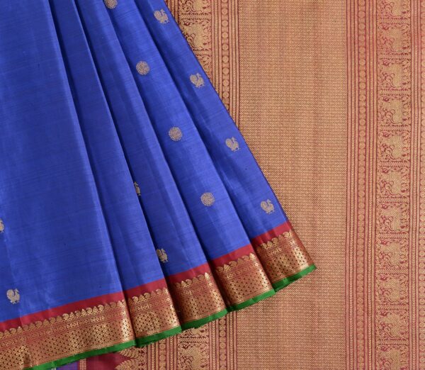 Elegant Kanjivaram Kanya Zari Butta Rich Pallu Weavemaya Bangalore India Maya Prussian Blue 2992306 3
