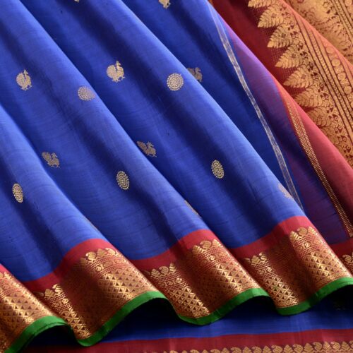 Elegant Kanjivaram Kanya Zari Butta Rich Pallu Weavemaya Bangalore India Maya Prussian Blue 2992306 4