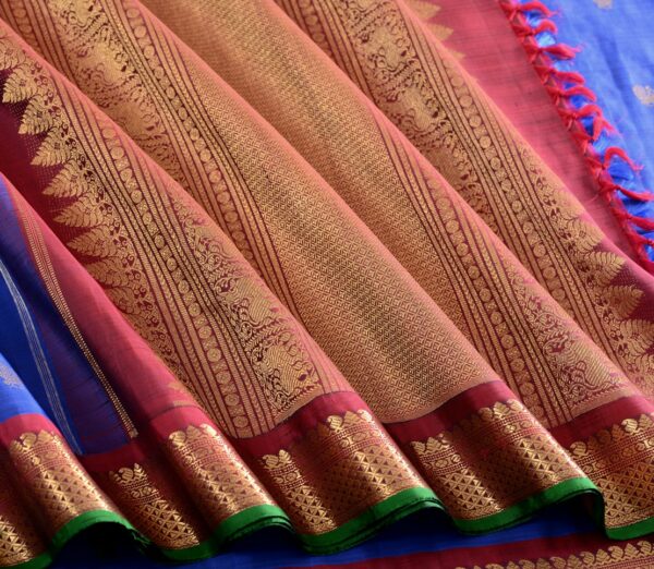 Elegant Kanjivaram Kanya Zari Butta Rich Pallu Weavemaya Bangalore India Maya Prussian Blue 2992306 5