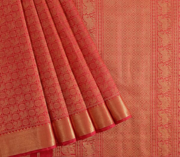 Elegant Kanjivaram Kanya Zari Mayil Chakram Butta Rich Pallu Weavemaya Bangalore India Maya Scarlet Red 2992307 3