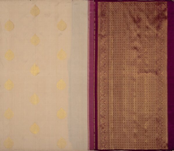 Elegant Kanjivaram Kanya Zari Mutthu Seer Borderless Butta Rich Pallu Weavemaya Bangalore India Maya Cream 3092301 1