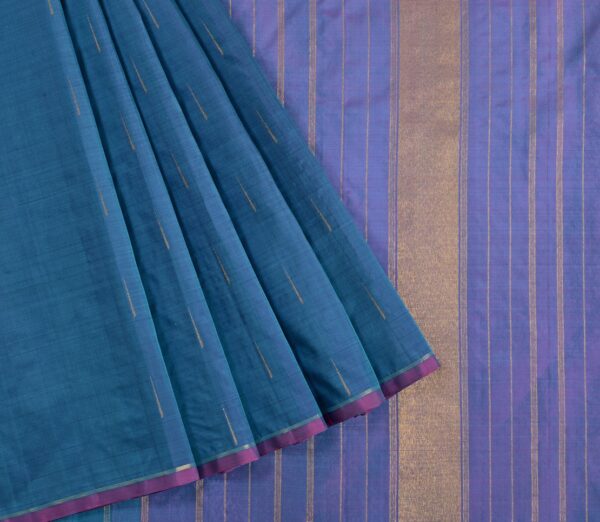Elegant Kanjivaram Nouveau Kanchi Selvage Border Mallimoggu Butta Weavemaya Bangalore India Maya Steel Blue 3092306 3