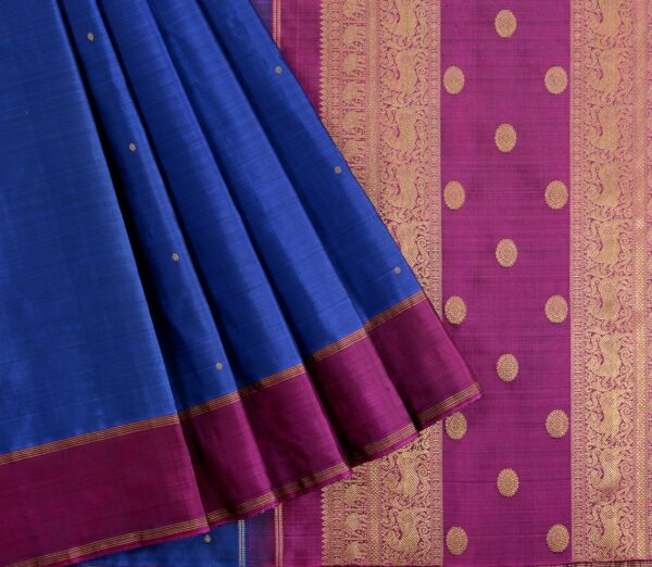 Elegant Kanjivaram Sampradaya Butta Semi Rich Pallu Weavemaya Bangalore India Maya Navy Blue 2382338 3
