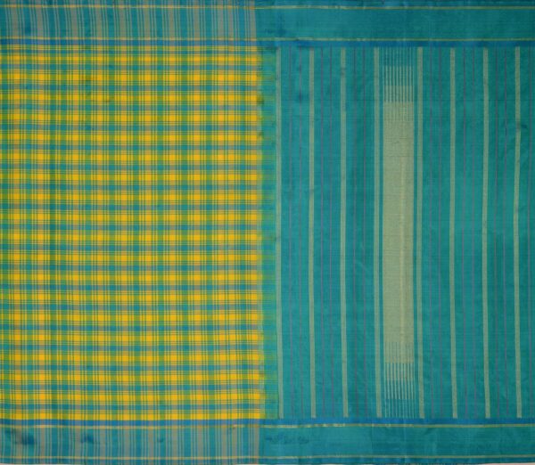 Elegant Kanjivaram Sampradaya Multi Colour Kattam Weavemaya Bangalore India Maya Blue Green yellow 2382339 1