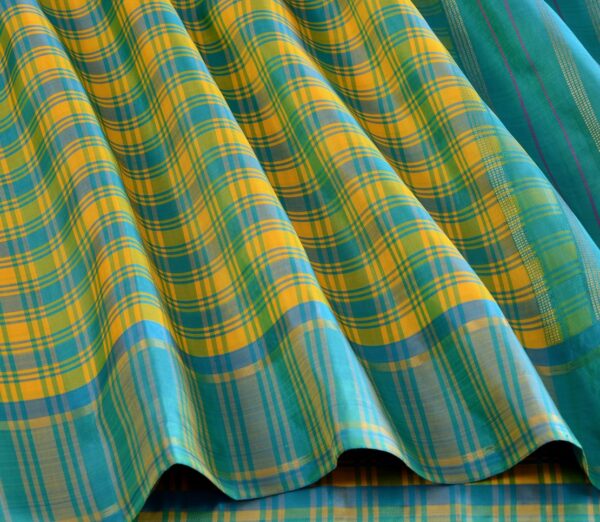 Elegant Kanjivaram Sampradaya Multi Colour Kattam Weavemaya Bangalore India Maya Blue Green yellow 2382339 4