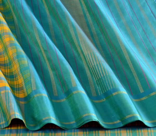 Elegant Kanjivaram Sampradaya Multi Colour Kattam Weavemaya Bangalore India Maya Blue Green yellow 2382339 5