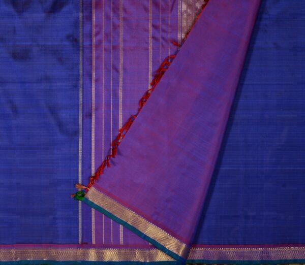 Elegant Kanjivaram Sampradaya Pinstripes Small Border Weavemaya Bangalore India Maya Navy Blue 2992303 2